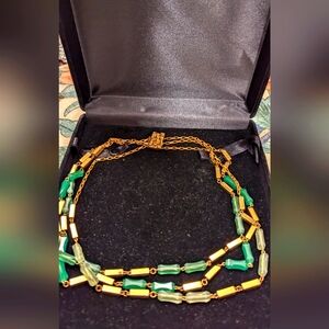 Vintage green and gold colored necklace